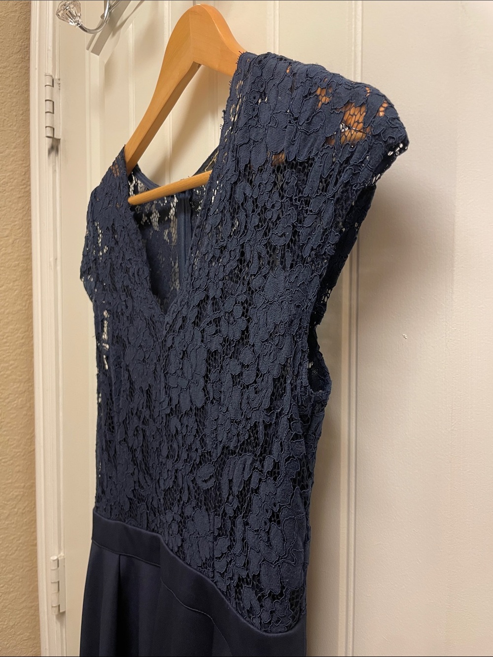 Elegant Navy Lace Fit & Flare Dress - Picture 4 of 7